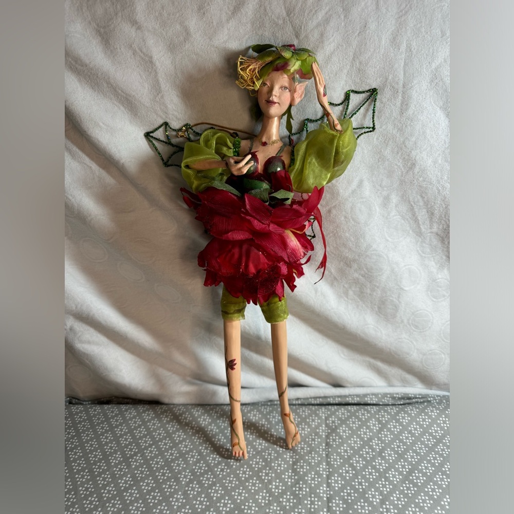 16” Enchanted Woodland Fairy Nymph Pixie Elf Unique Rose Christmas Decor Fairie